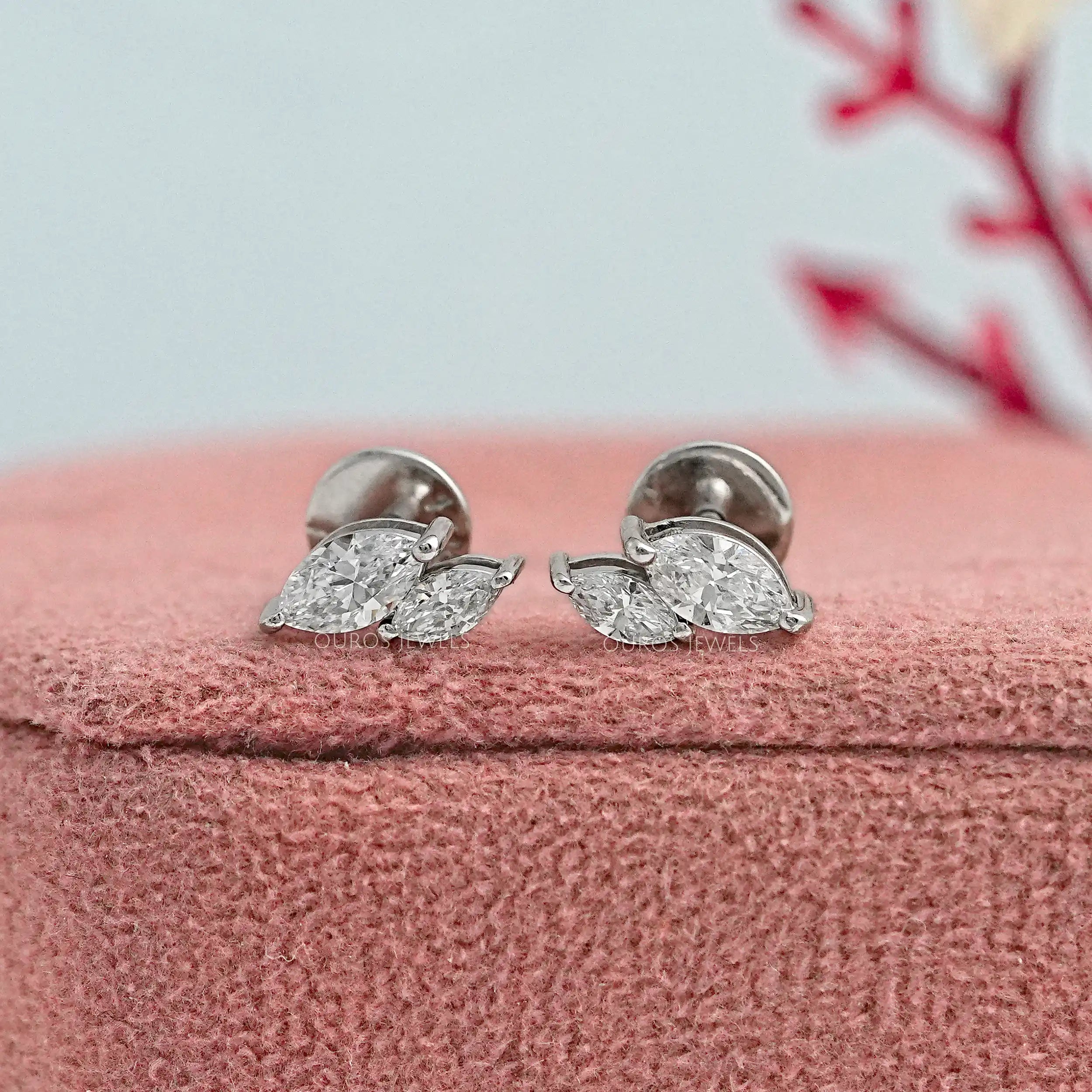 Two Stone Marquise Lab Diamond Stud