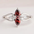 Two  Stone Red Pear Diamond Dainty Ring