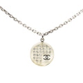 CC Silver Plated Resin Rhinestone Pendant Necklace