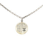 CC Silver Plated Resin Rhinestone Pendant Necklace