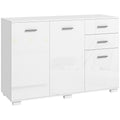 Modern Sideboard, Storage Cabinet with Drawers & Doors for Living Room, High Gloss White
