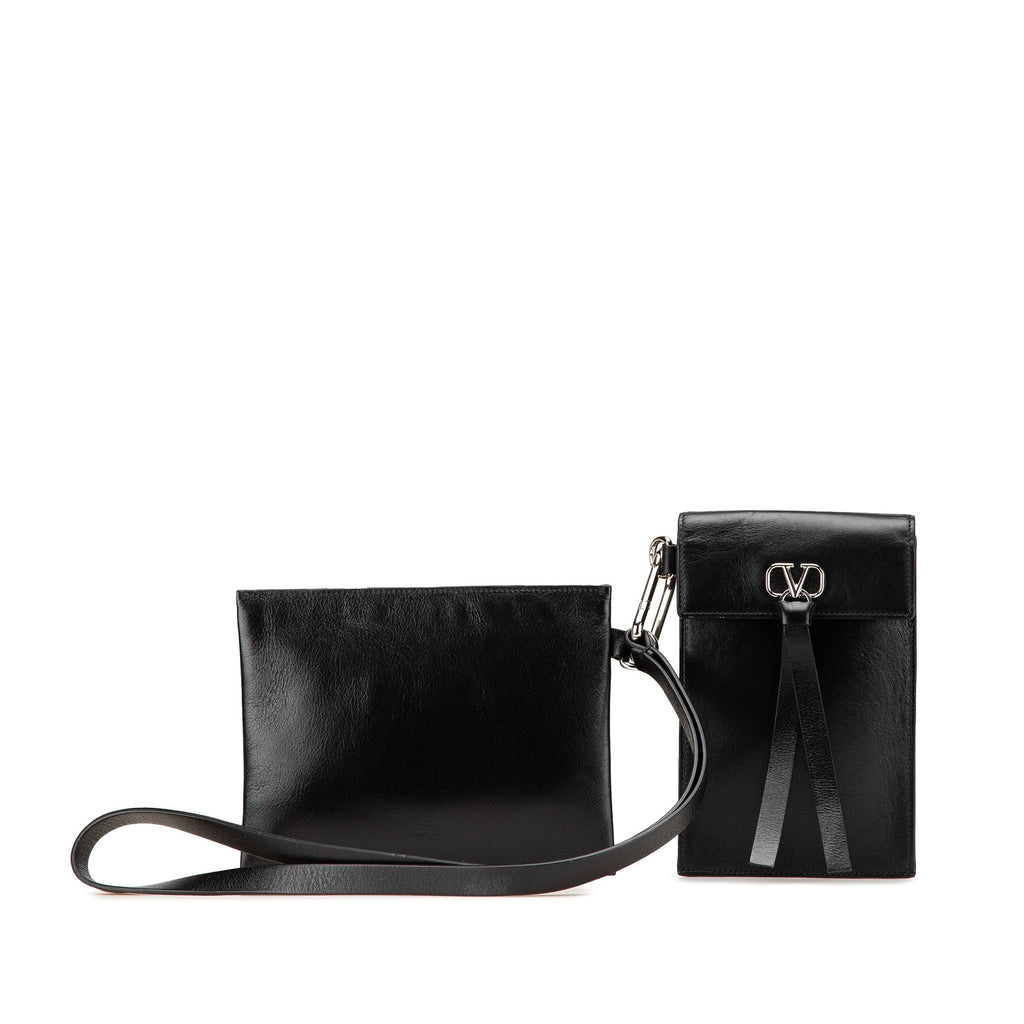 Leather VRing Neck Pouch