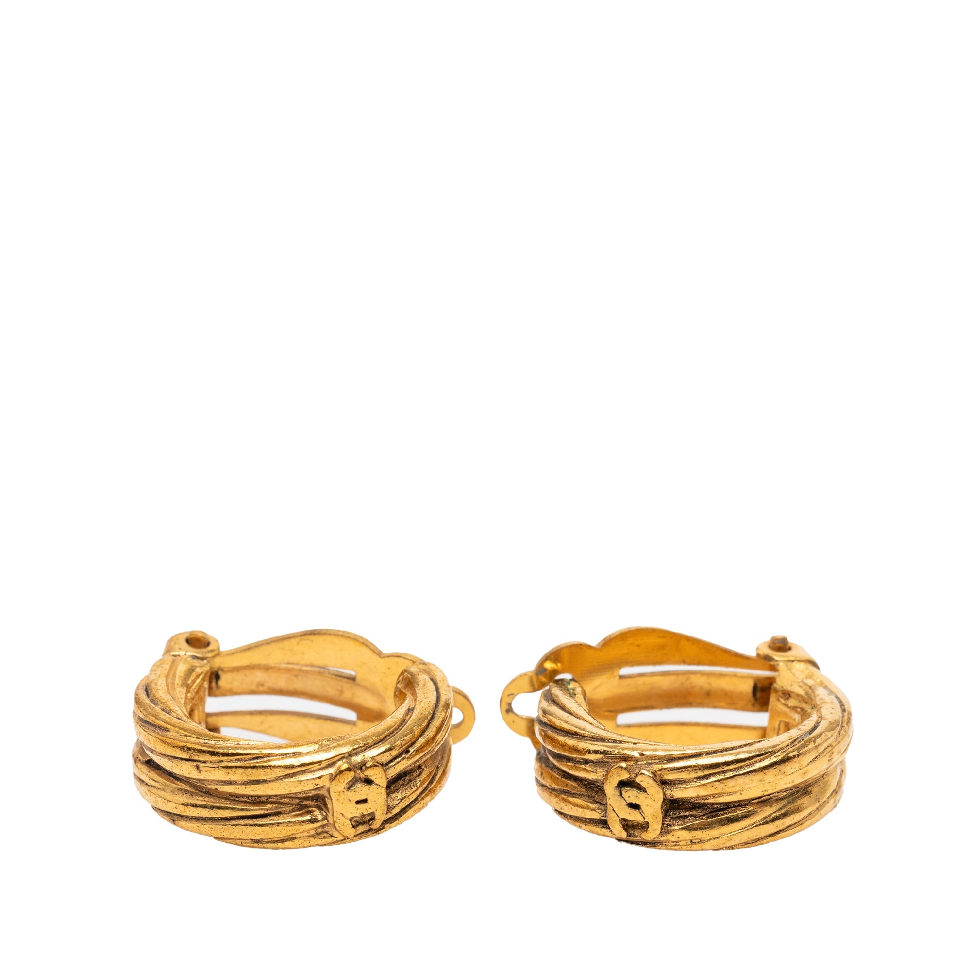 Gold Plated CC Hoop Clip On Earrings