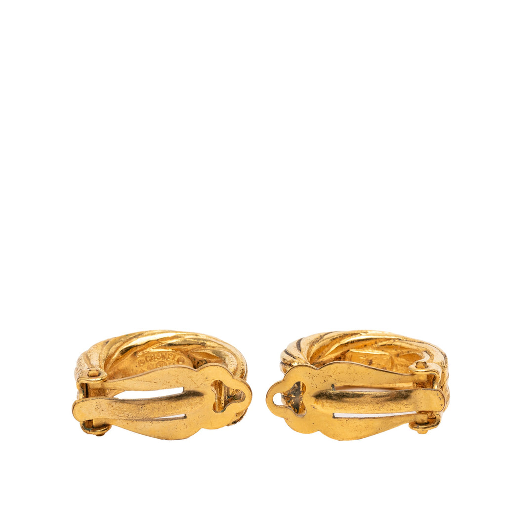 Gold Plated CC Hoop Clip On Earrings