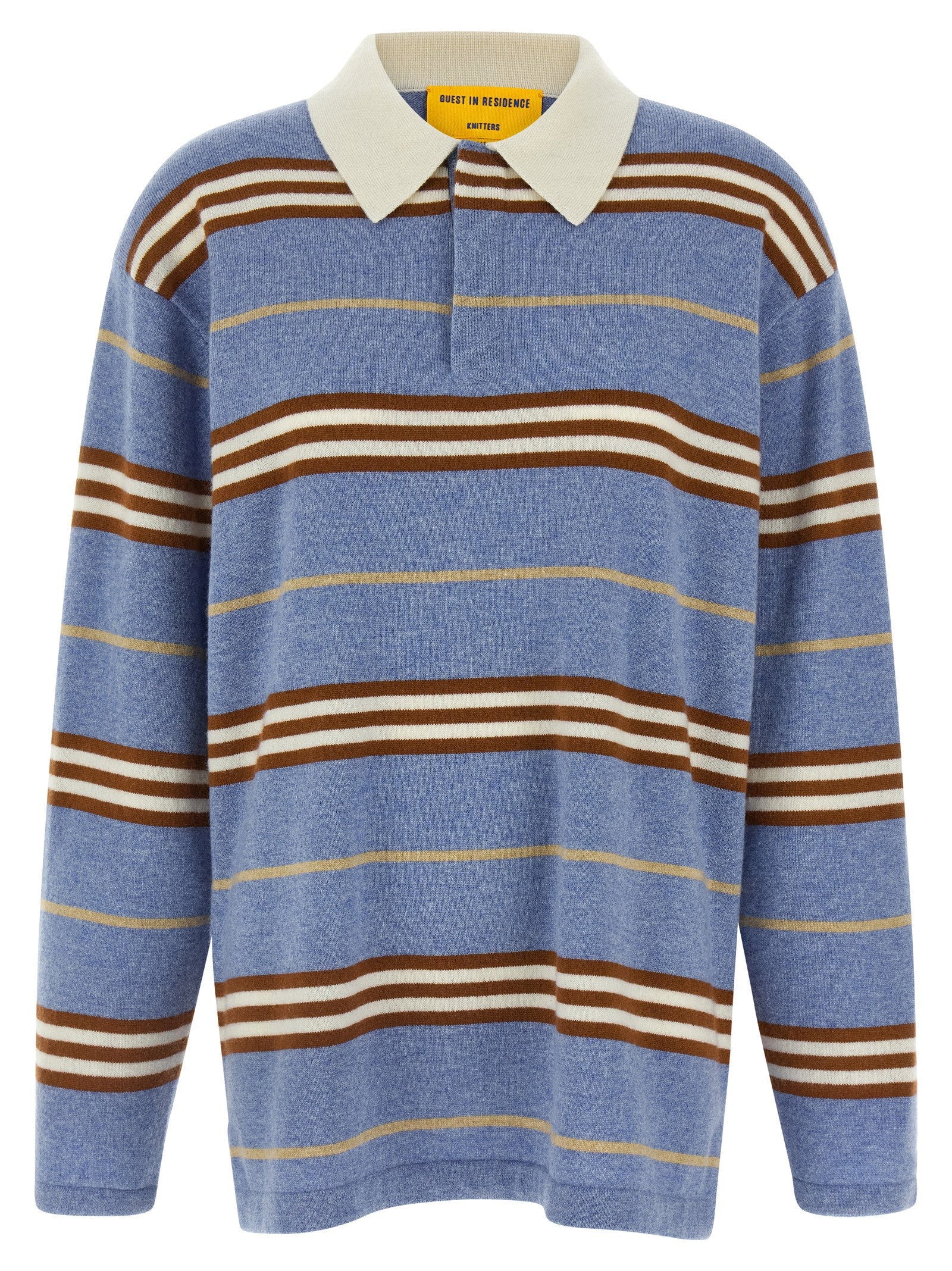 Guest In Residence Striped Cashmere Polo — Blue