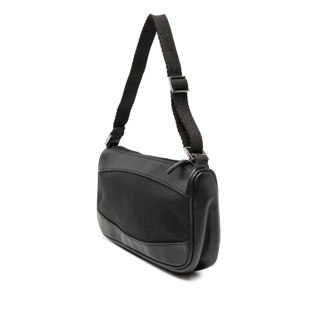 Leather Trimmed Canvas Shoulder Bag