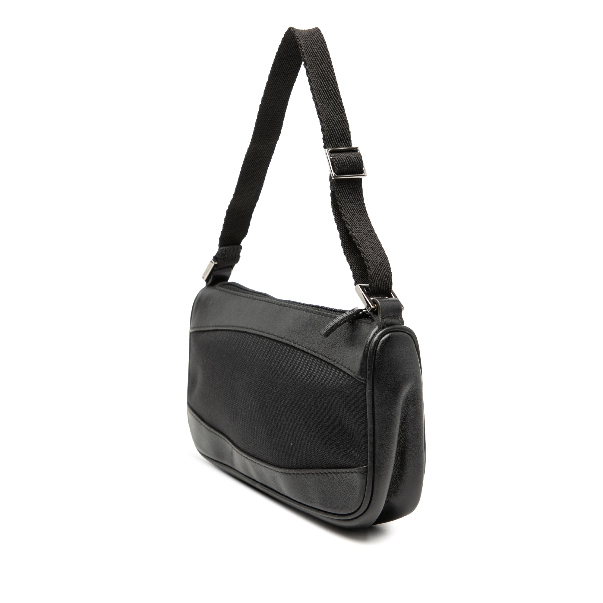 Leather Trimmed Canvas Shoulder Bag