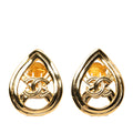 Gold Plated CC Teardrop Clip On Earrings
