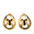 Gold Plated CC Teardrop Clip On Earrings