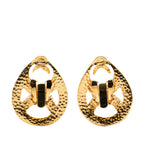 Gold Plated CC Teardrop Clip On Earrings