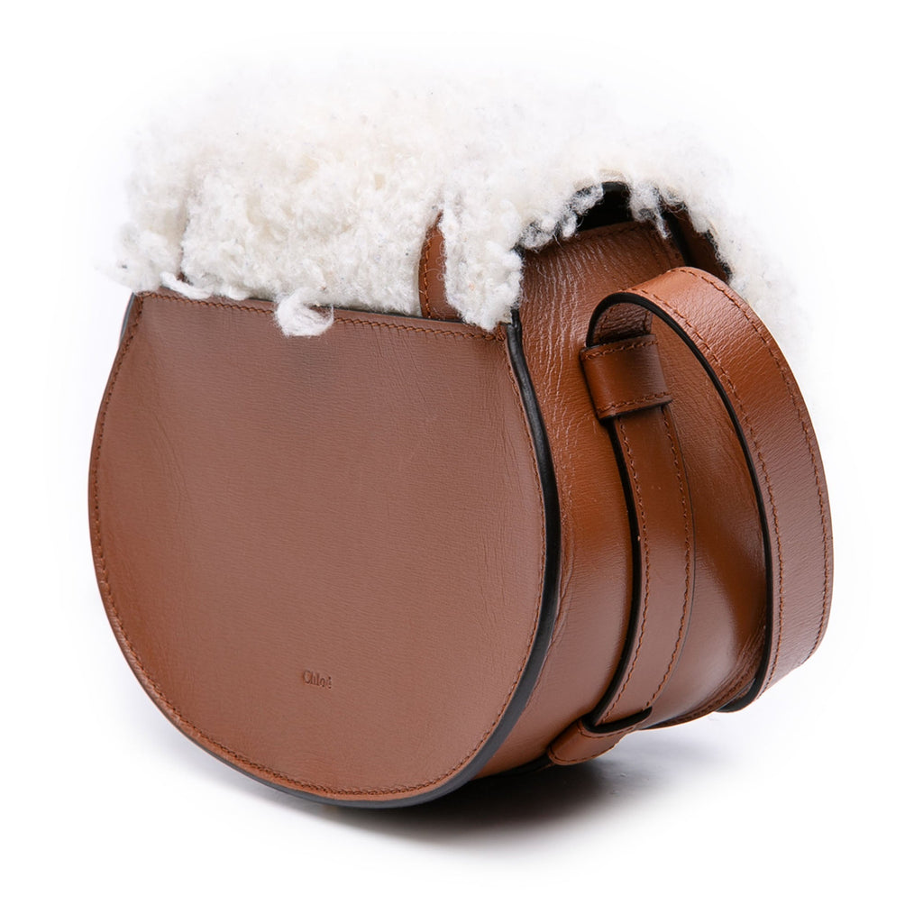 Mini Shearling and Calfskin Marcie Saddle Crossbody