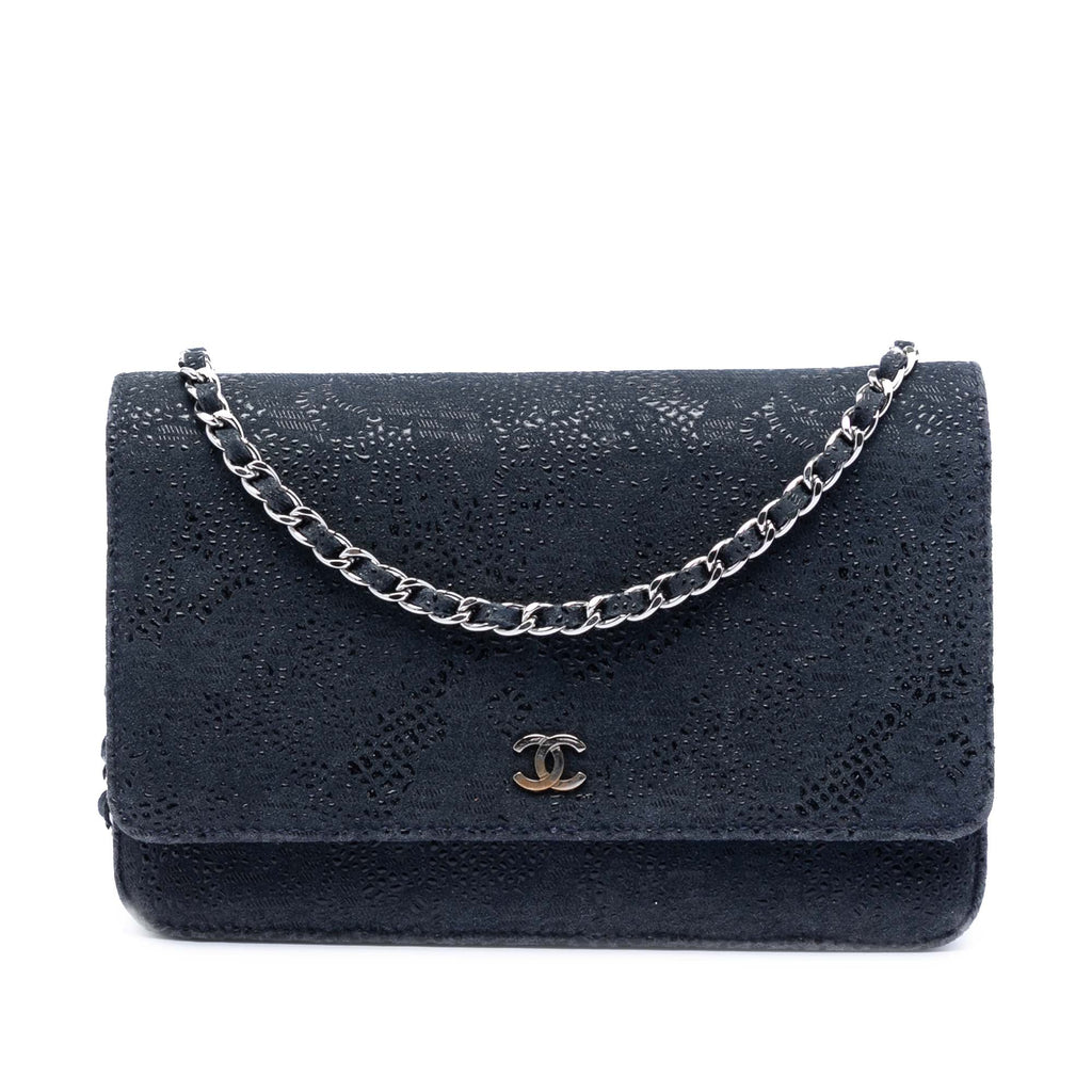 CC Lace Overlay Goatskin Wallet On Chain