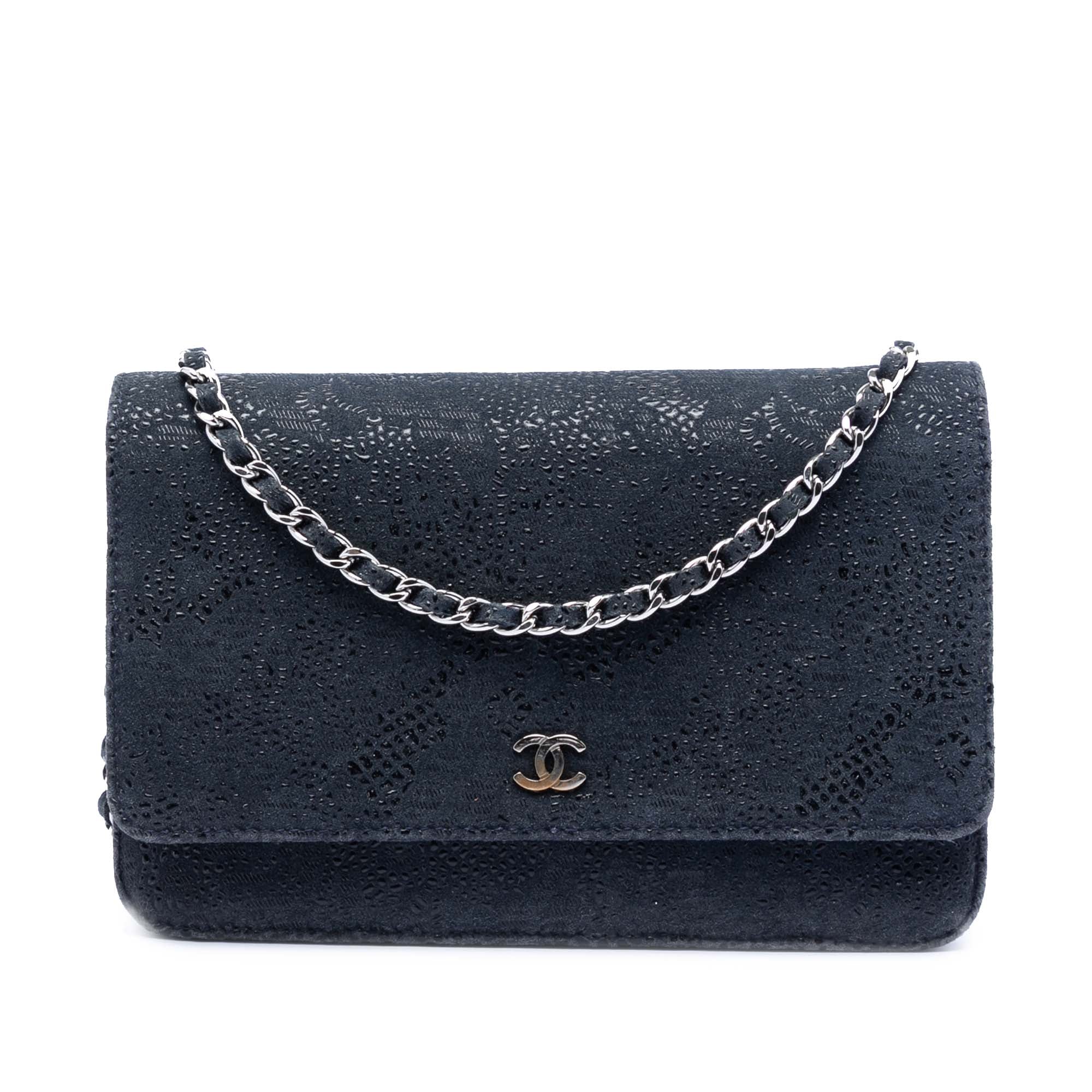 CC Lace Overlay Goatskin Wallet On Chain