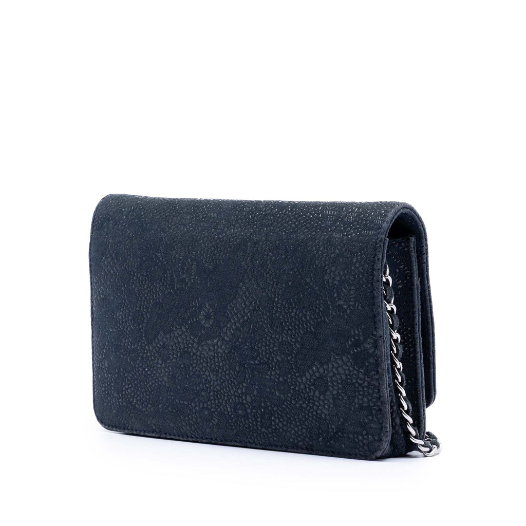 CC Lace Overlay Goatskin Wallet On Chain