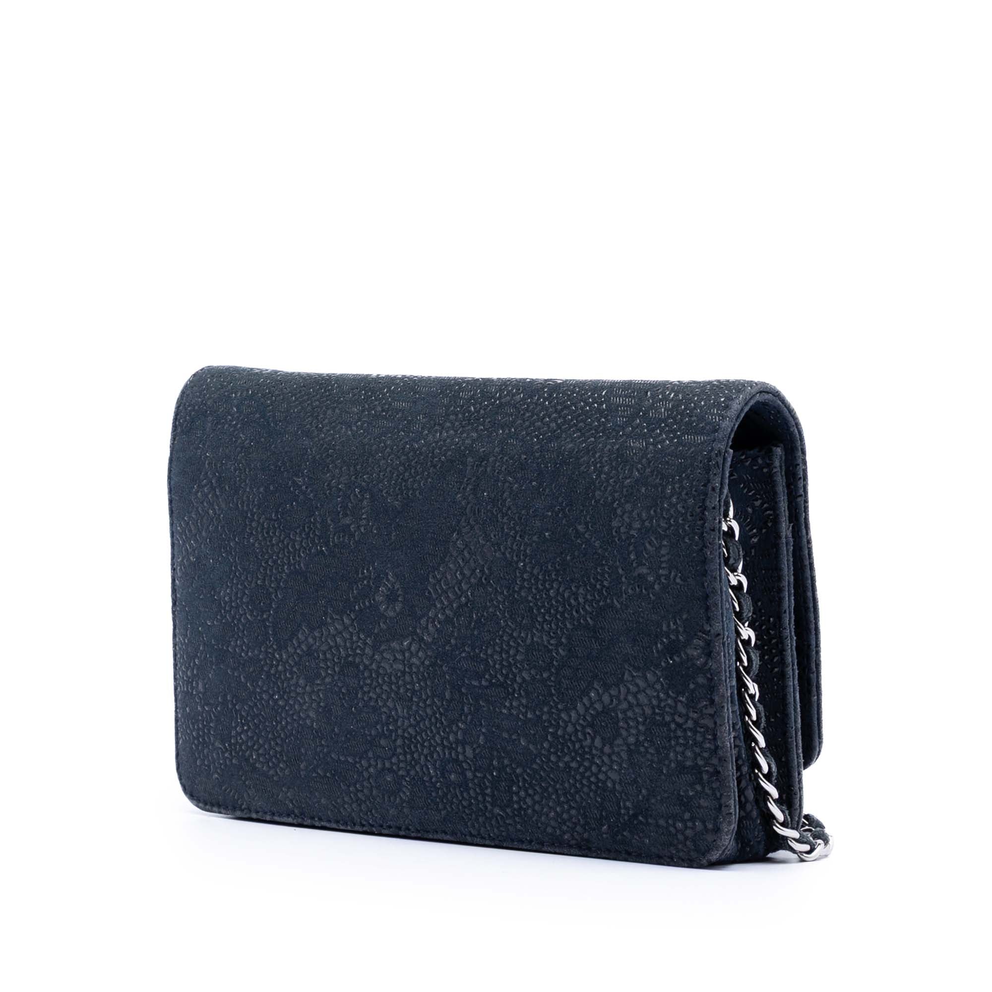 CC Lace Overlay Goatskin Wallet On Chain
