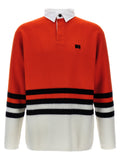 Wales Bonner Striped Wool Knit Polo Shirt — Red