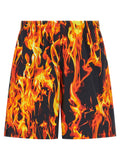 Vetements Fire-Print Cotton Bermuda Shorts — Black