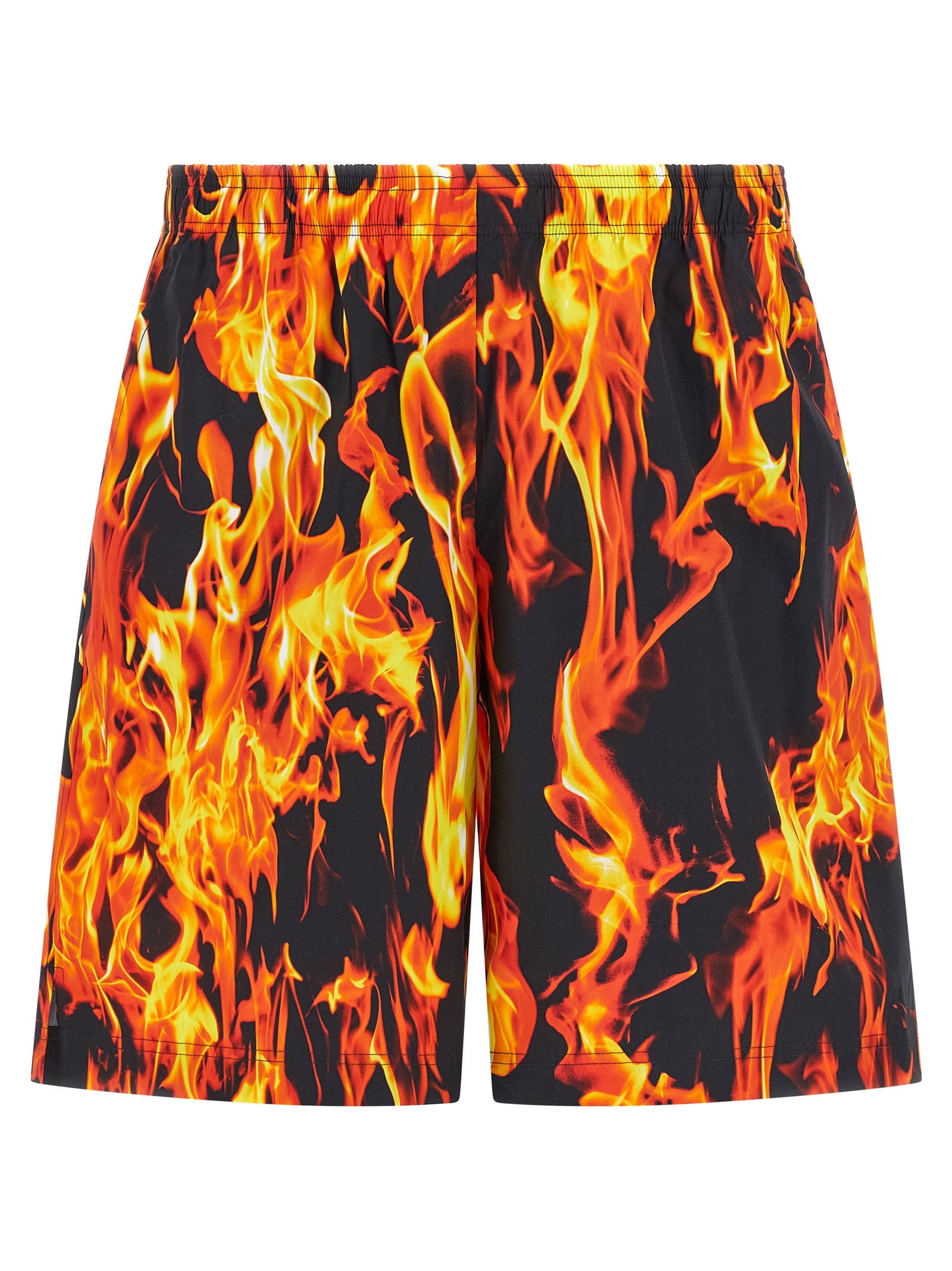 Vetements Fire-Print Cotton Bermuda Shorts — Black