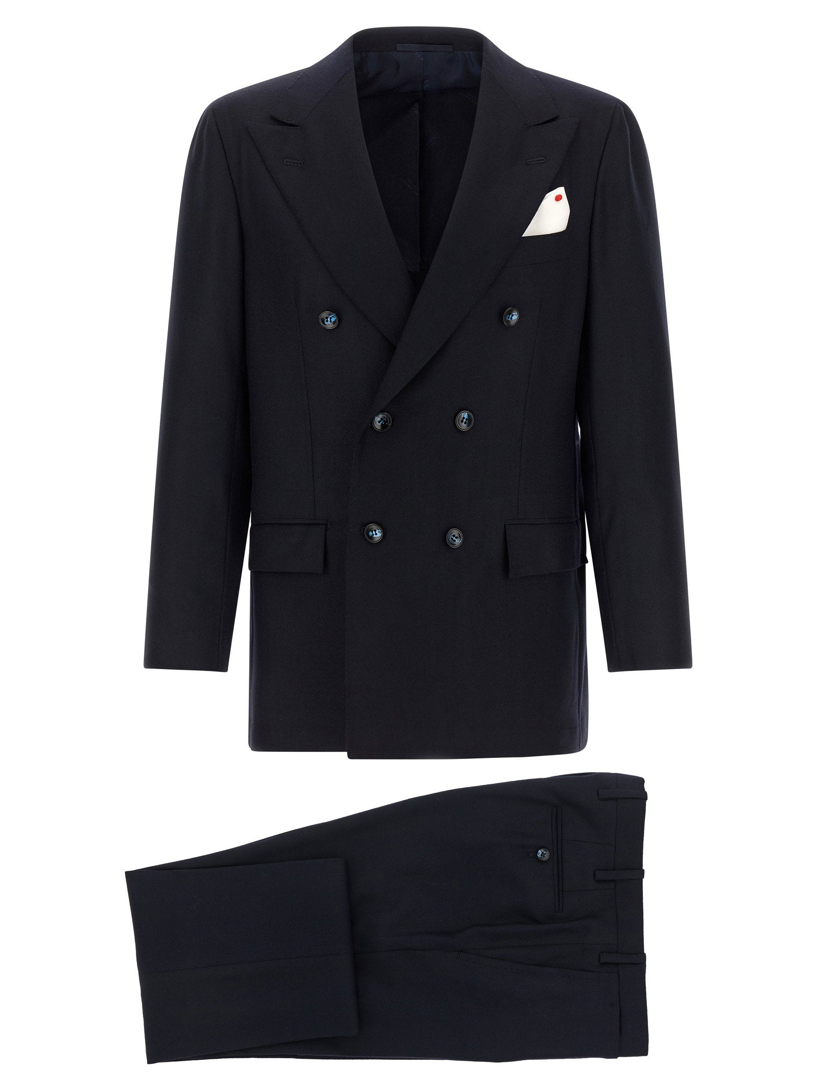 Kiton Virgin Wool and Cashmere Pant Suit — Black