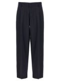 Cellar Door Front-Pleat Wool Blend Trousers — Black