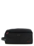 Kiton Structured Leather-Trimmed Travel Wallet — Black