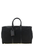 Kiton Technical Fabric with Leather Trim Duffel Bag — Black