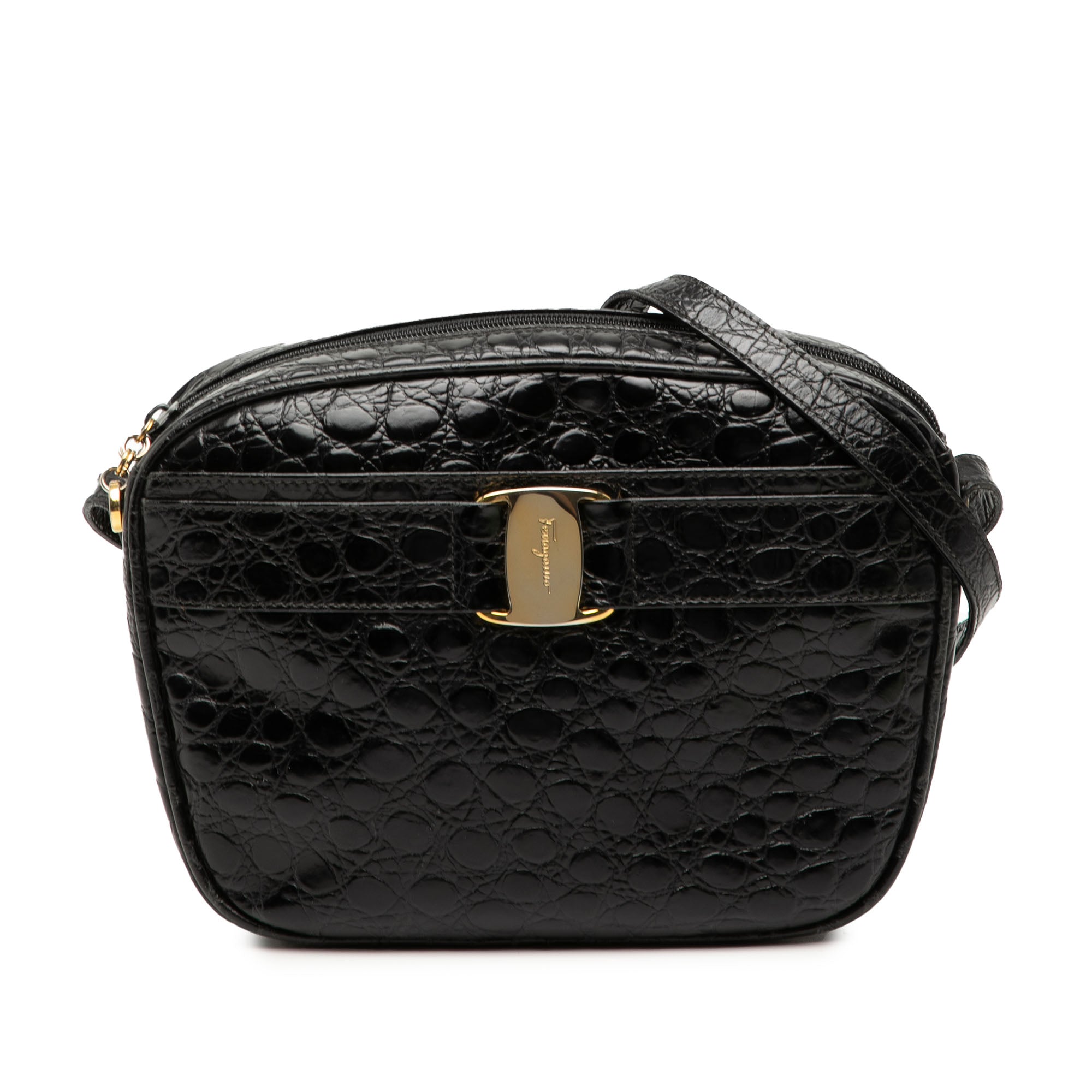 Croc Embossed Leather Vara Crossbody