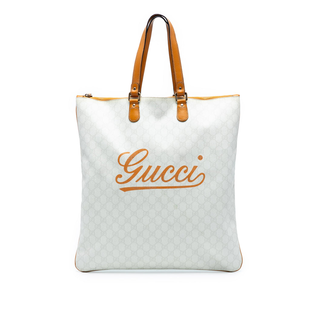 GG Supreme Heritage Logo Flat Zip Tote