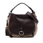 Large GG Canvas Techno Horsebit Satchel