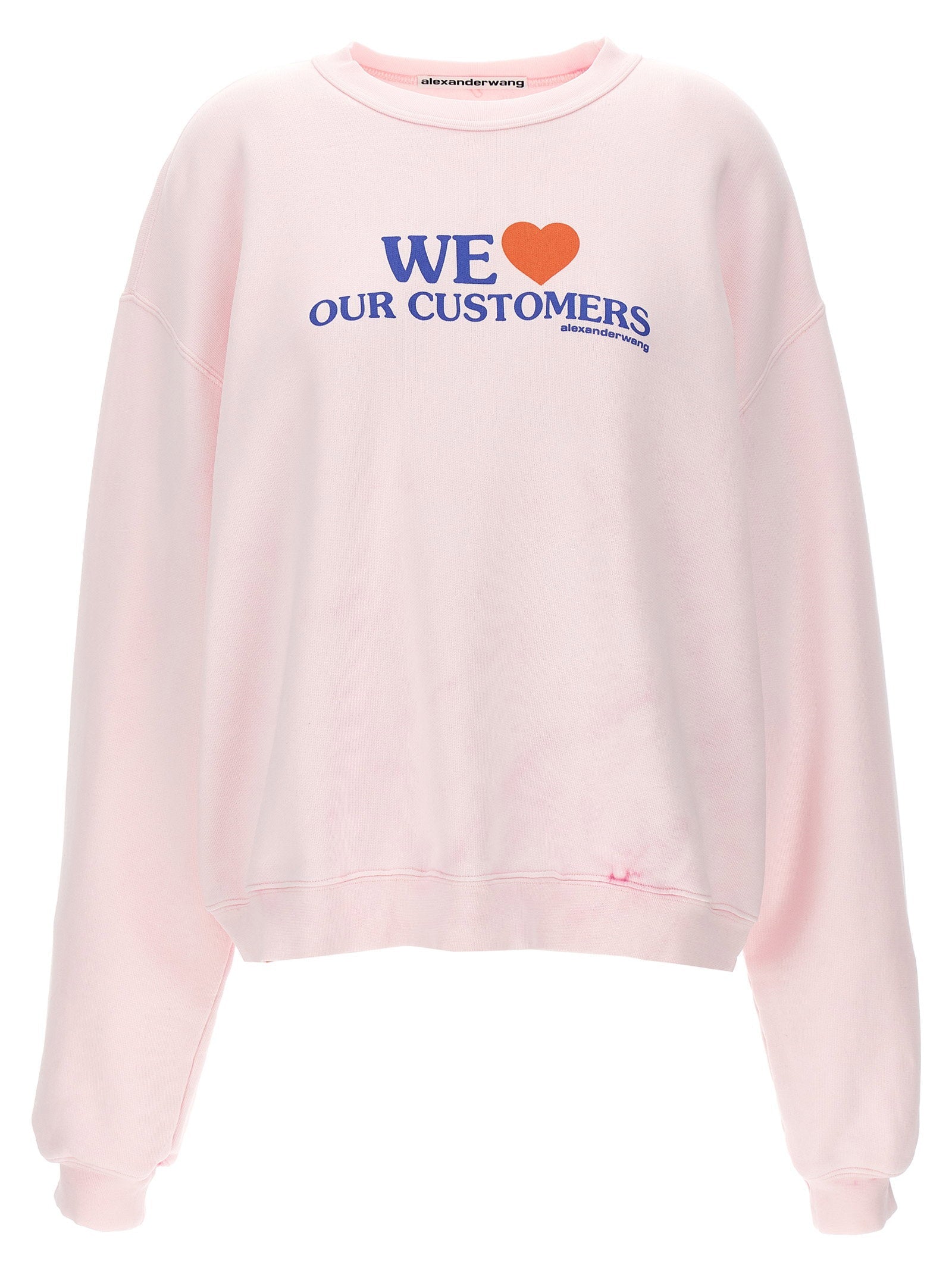 Alexander Wang Logo-Print Cotton Sweatshirt — Pink