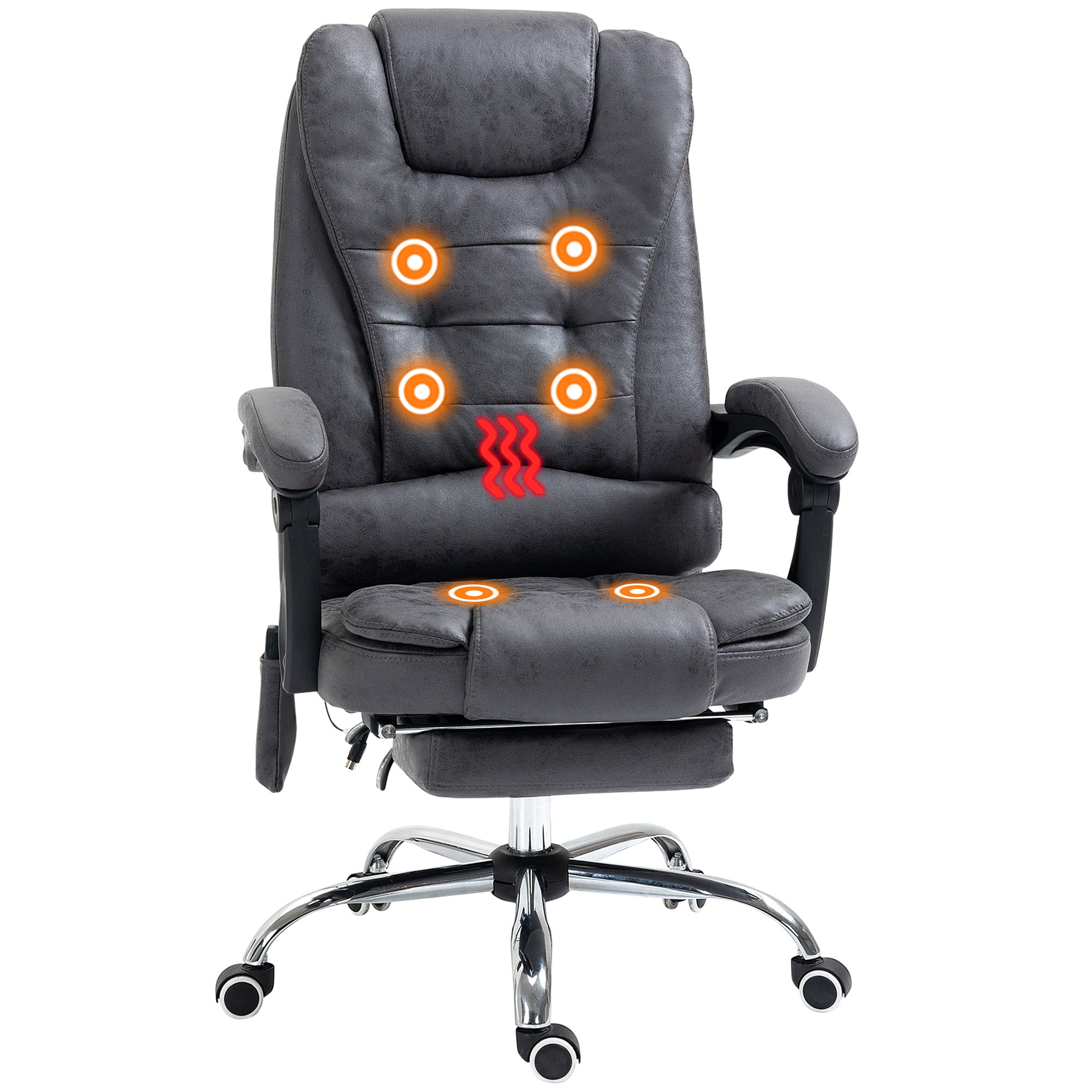 Office Chair with 6-Point Massage and Back Heat, Reclining Back & Footrest, Dark Blue