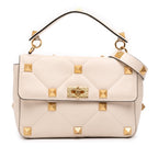 Large Grained Calfskin Roman Stud Satchel
