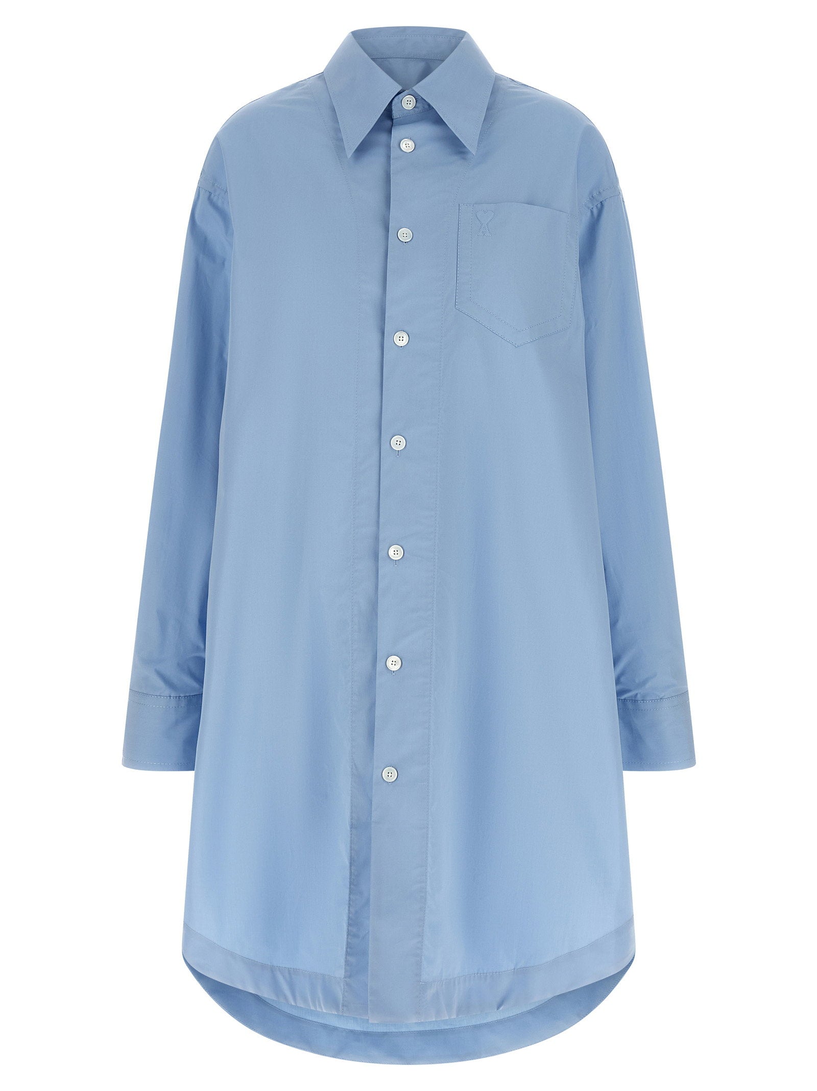Ami Paris Cotton Poplin Shirt Dress — Blue