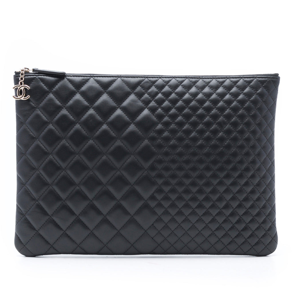 Large Bi Quilted Lambskin O Case Clutch