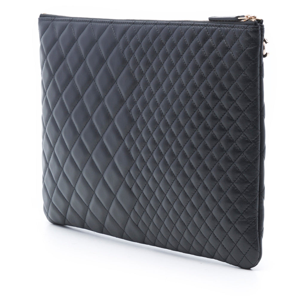 Large Bi Quilted Lambskin O Case Clutch