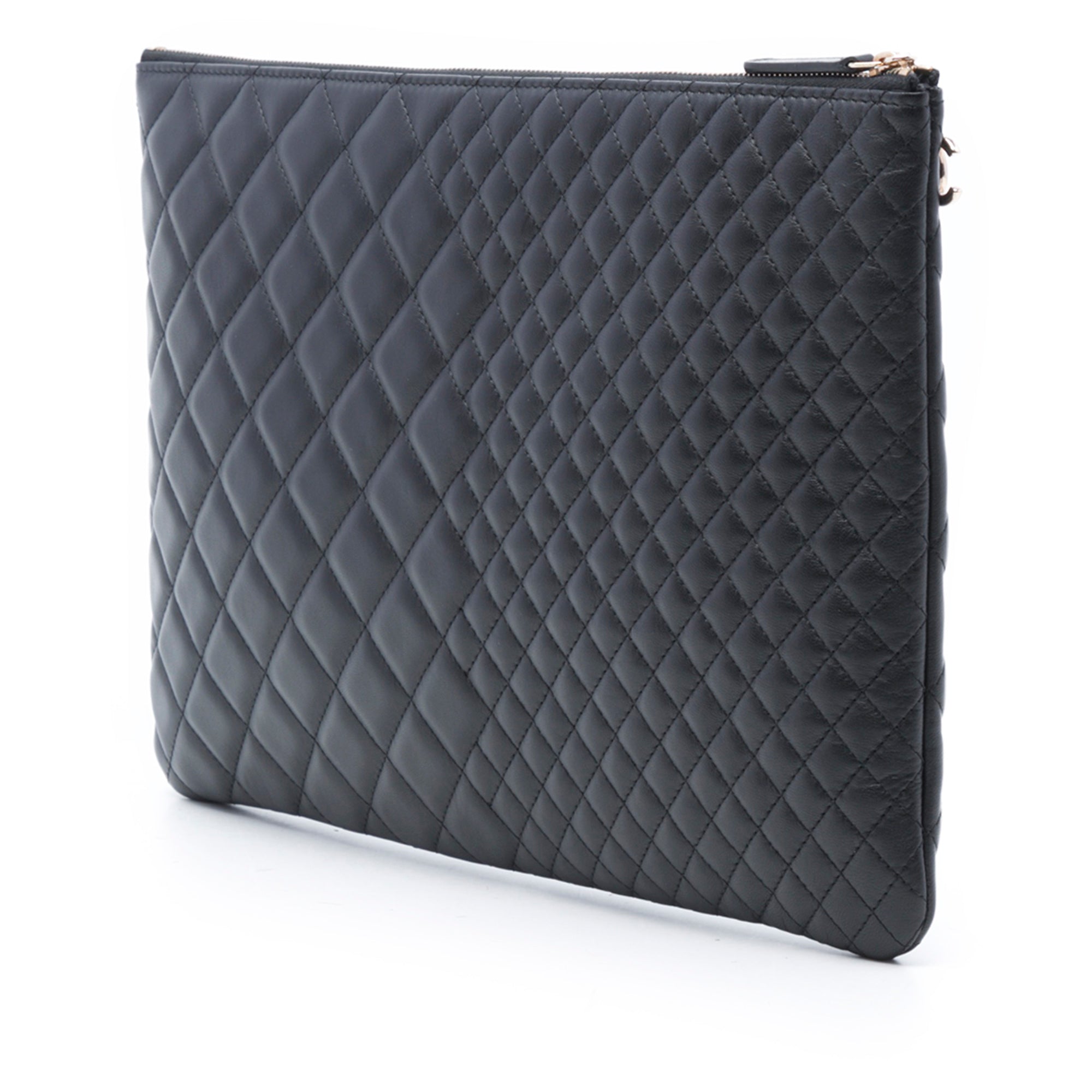 Large Bi Quilted Lambskin O Case Clutch