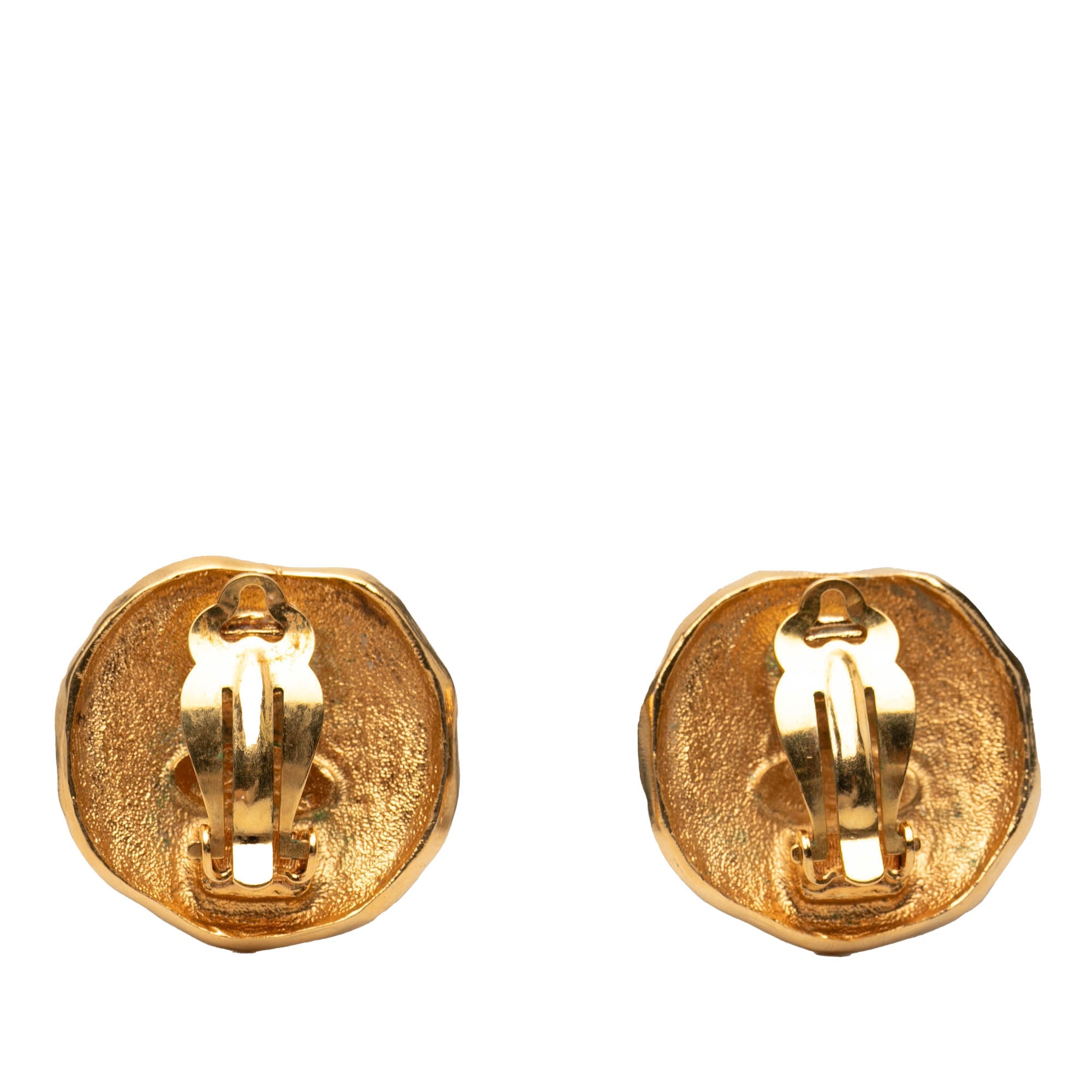 Gold Plated Logo and Lion Clip On Earrings