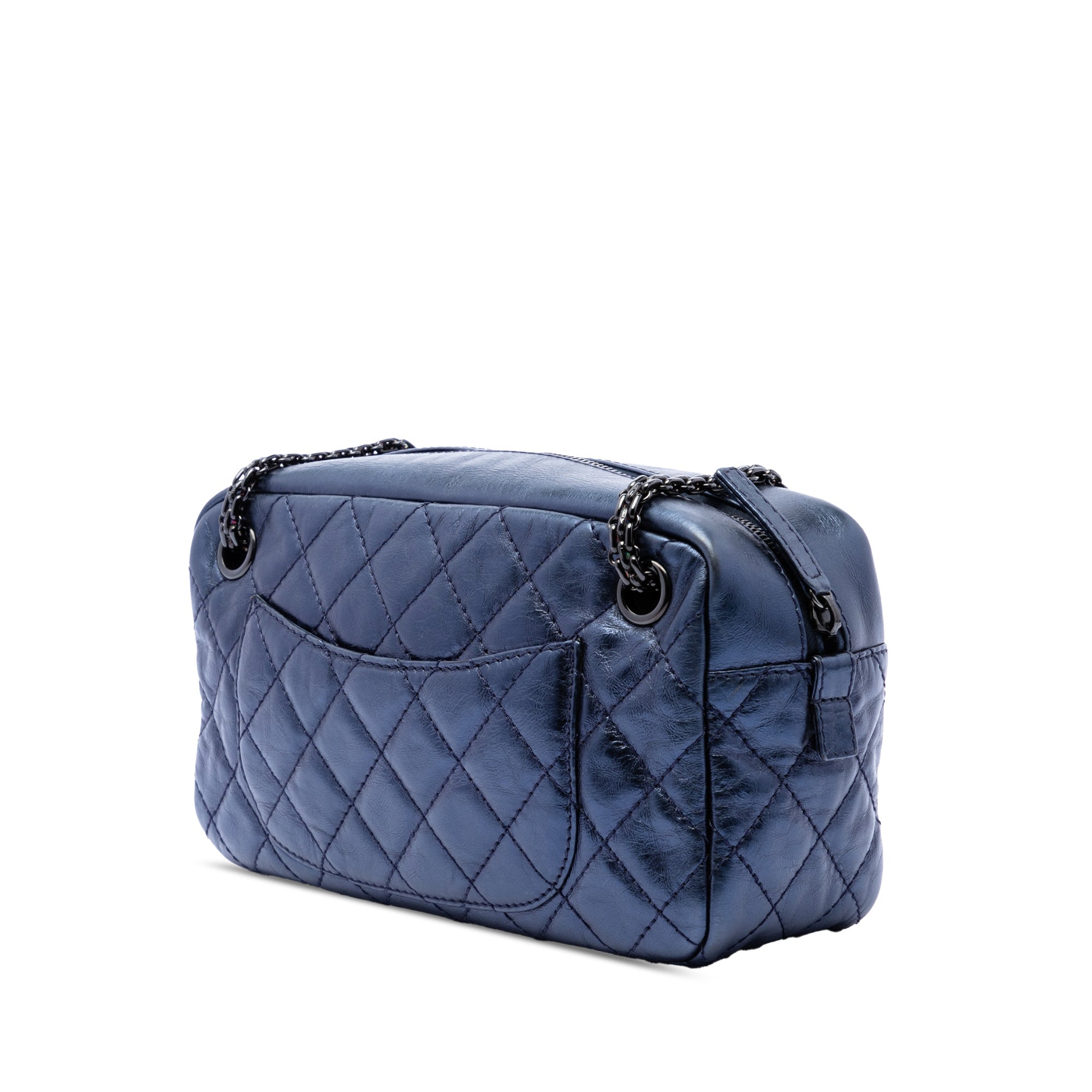 Medium Metallic Quilted Aged Calfskin Reissue Camera Bag