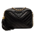CC Diagonal Quilted Lambskin Tassel Camera Bag