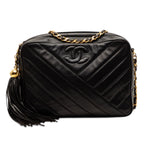 CC Diagonal Quilted Lambskin Tassel Camera Bag