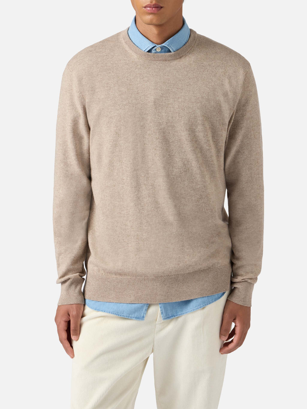 Regent Sweater Khaki Merino Wool And Cashmere Brown - XXL