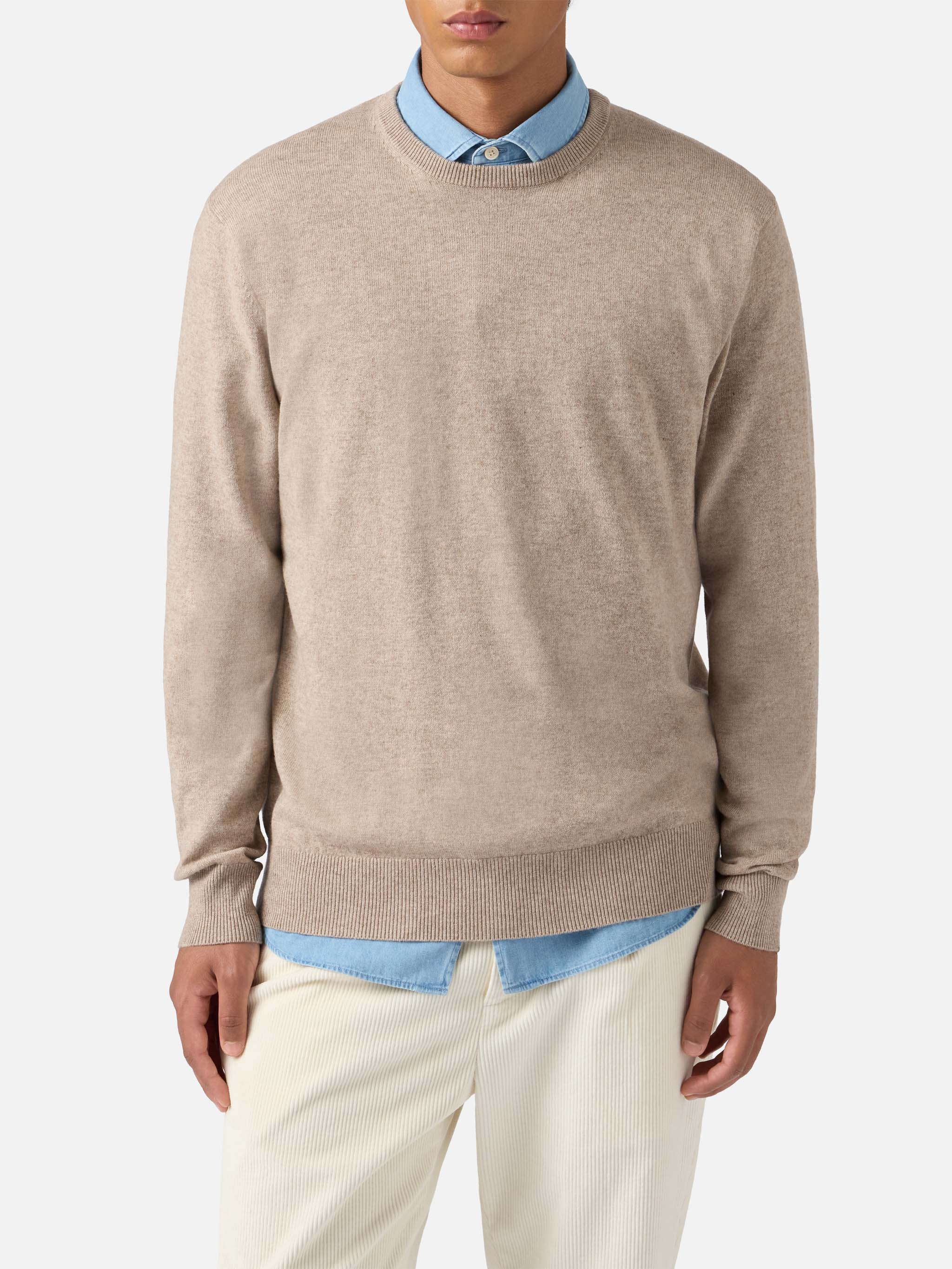 Regent Sweater Khaki Merino Wool And Cashmere Brown - XXL