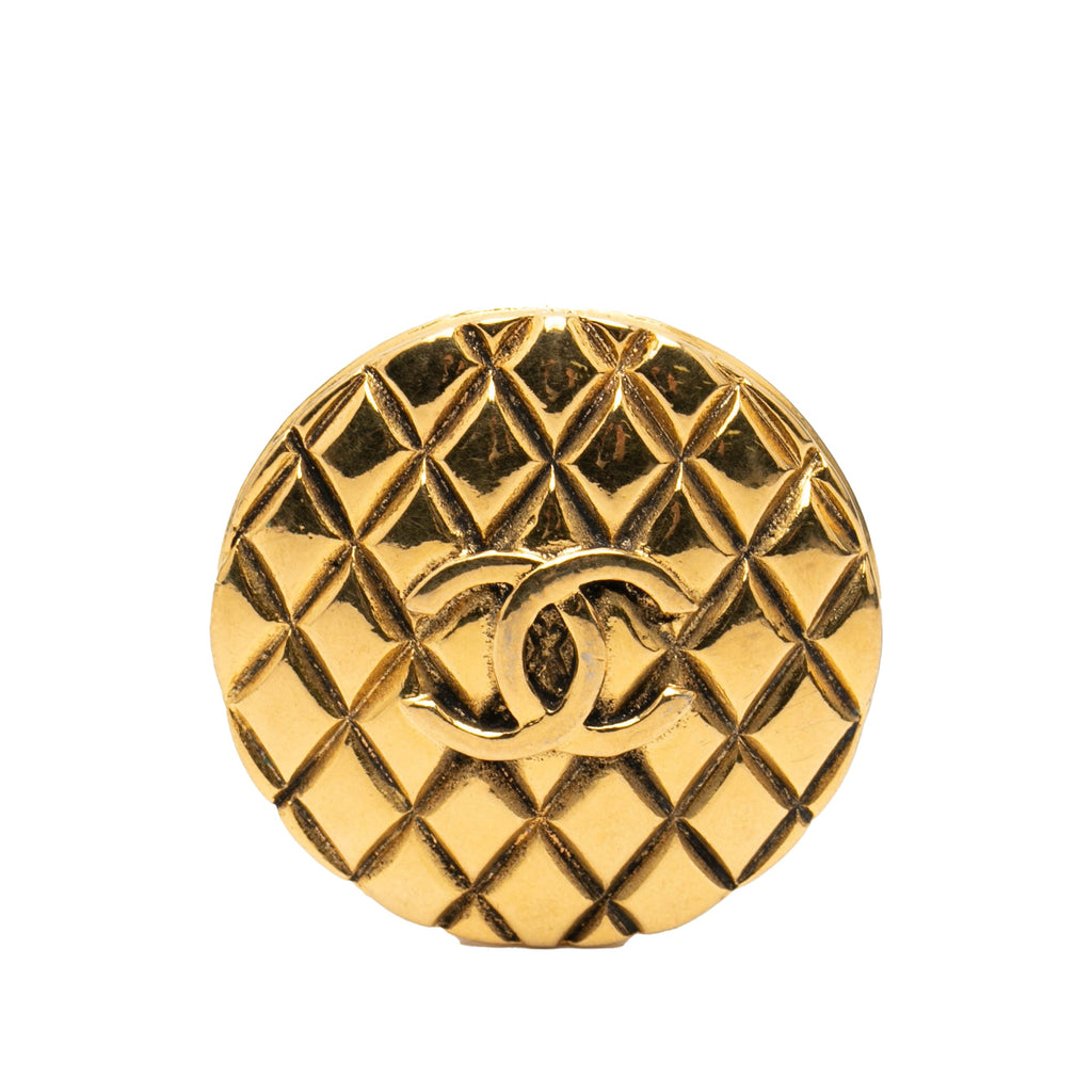 CC Gold Plated Quilted Round Brooch