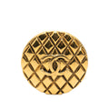 CC Gold Plated Quilted Round Brooch