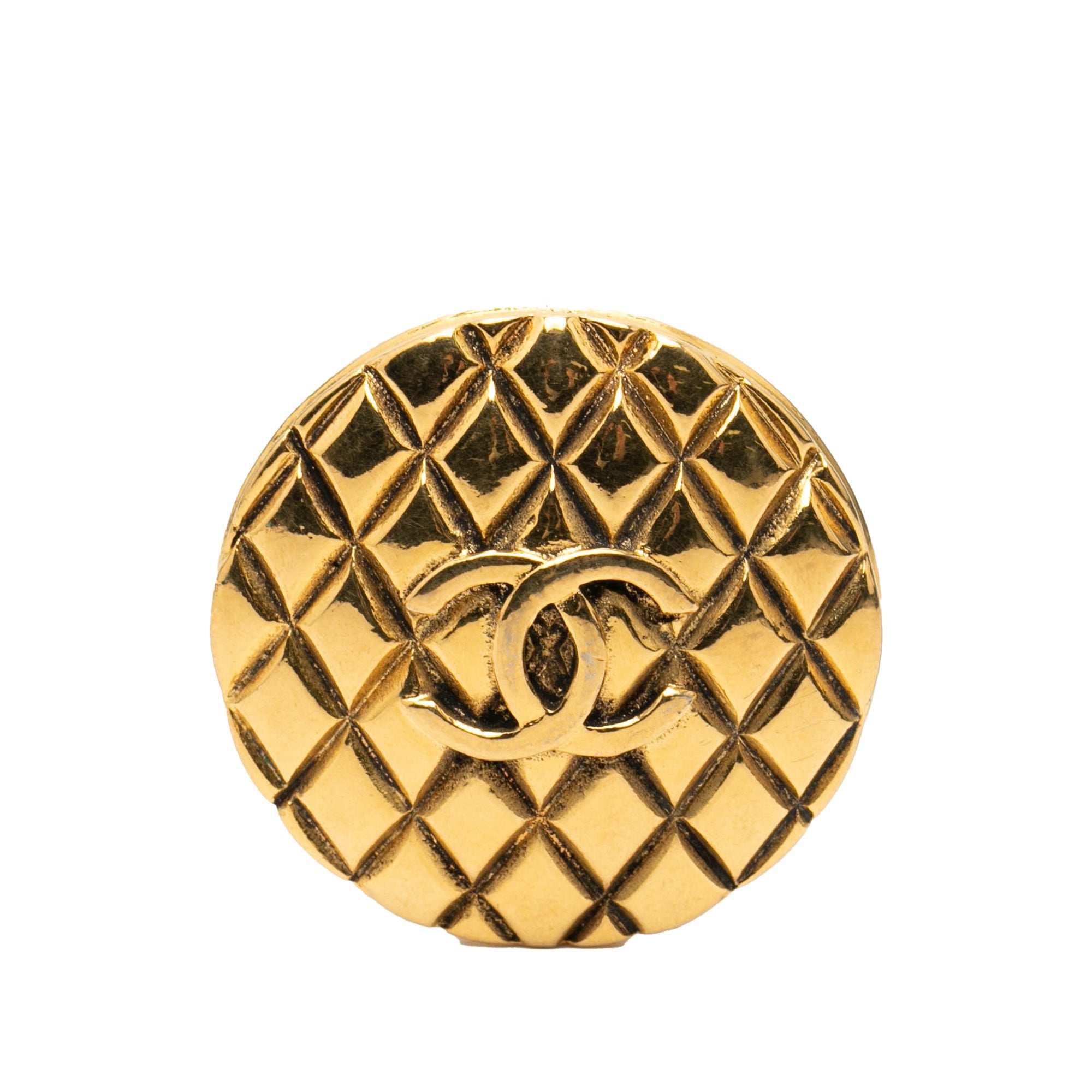 CC Gold Plated Quilted Round Brooch
