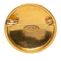CC Gold Plated Quilted Round Brooch