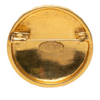 CC Gold Plated Quilted Round Brooch