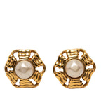 Gold Plated Faux Pearl Wavy Clip On Earrings