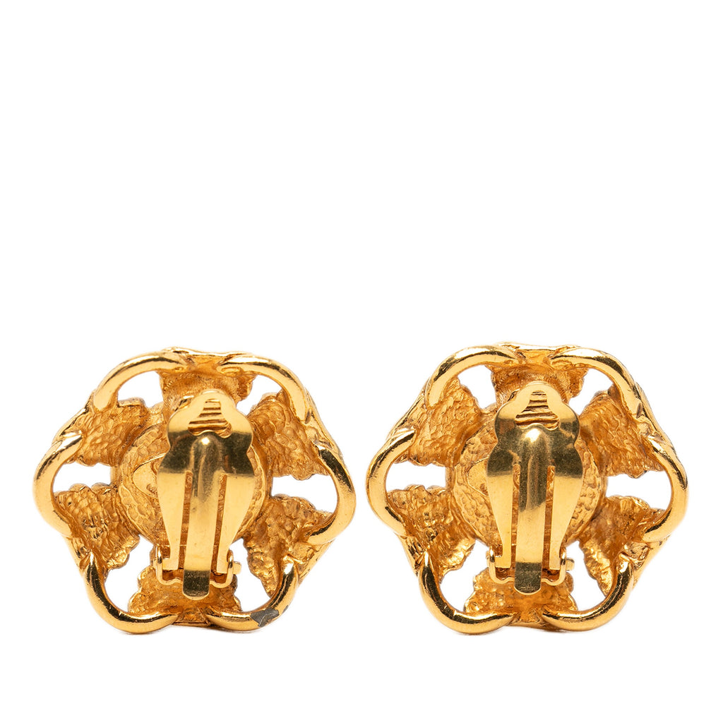 Gold Plated Faux Pearl Wavy Clip On Earrings