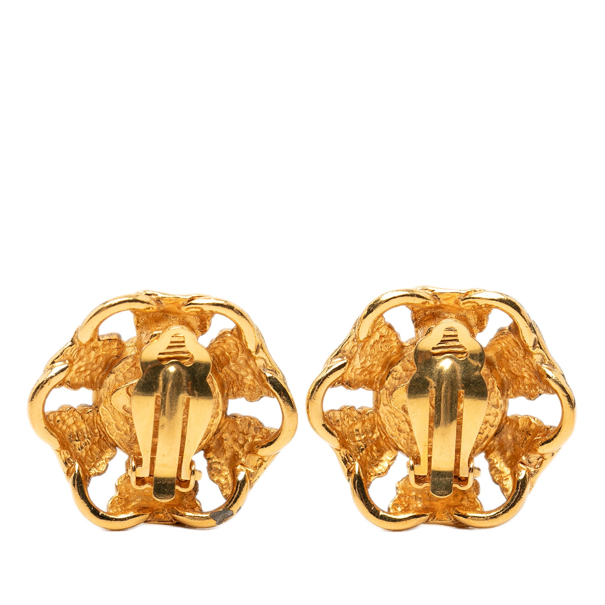 Gold Plated Faux Pearl Wavy Clip On Earrings